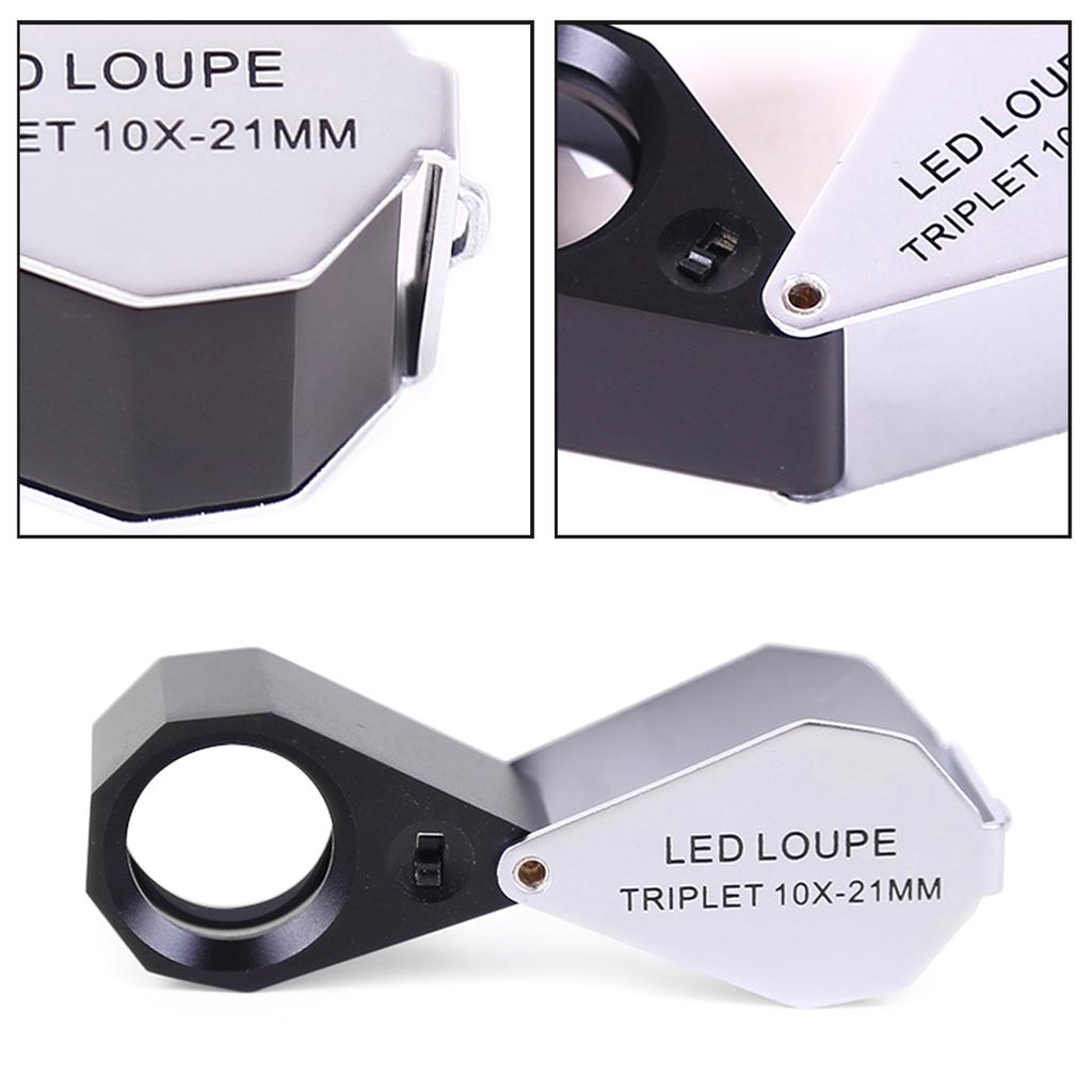 10X 21mm LED Light IlluminatedEye LoupePocket Jewellery- Magnifier- Portable Foldable Magnifying Glass with Lights Gift
