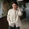 Women Vintage Shirts Tops Spring Solid Color Chinese Style Patchwork Pockets Button Blouses