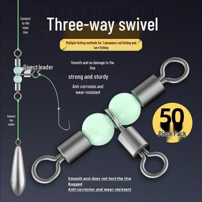 Luminous T-Shaped Non-Damaging Swivel Fishing Hook Separator with 8-Shaped Rock Fishing Swivel