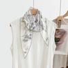 Literary Printing Triangle Scarf Women's Spring and Summer New Mulberry Silk Blended Small Square Scarf Versatile Scarf Headscarf Decorative 