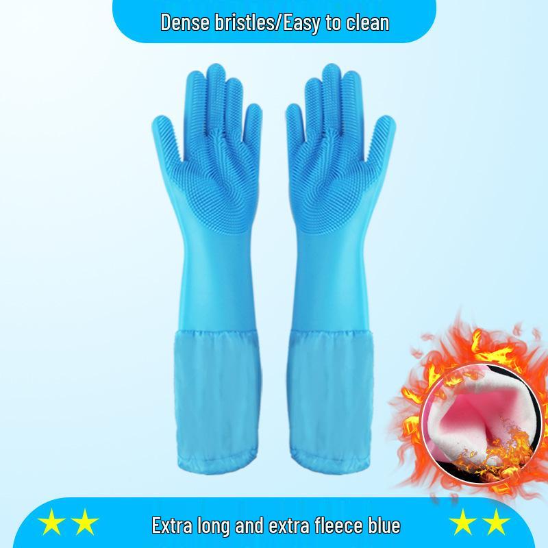 Silicone Dishwashing & Pet Care Gloves: Anti-Scratch, Thickened, Multi-Use, Extended Design