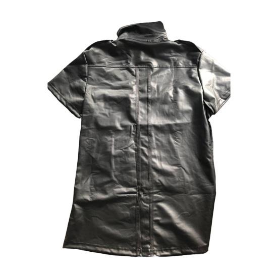 Club Performance-skjorta för män, matt konstläder Enkelknäppt bröstficka Nedfällbar krage Medellängd Andas nattklubbsdanstopp