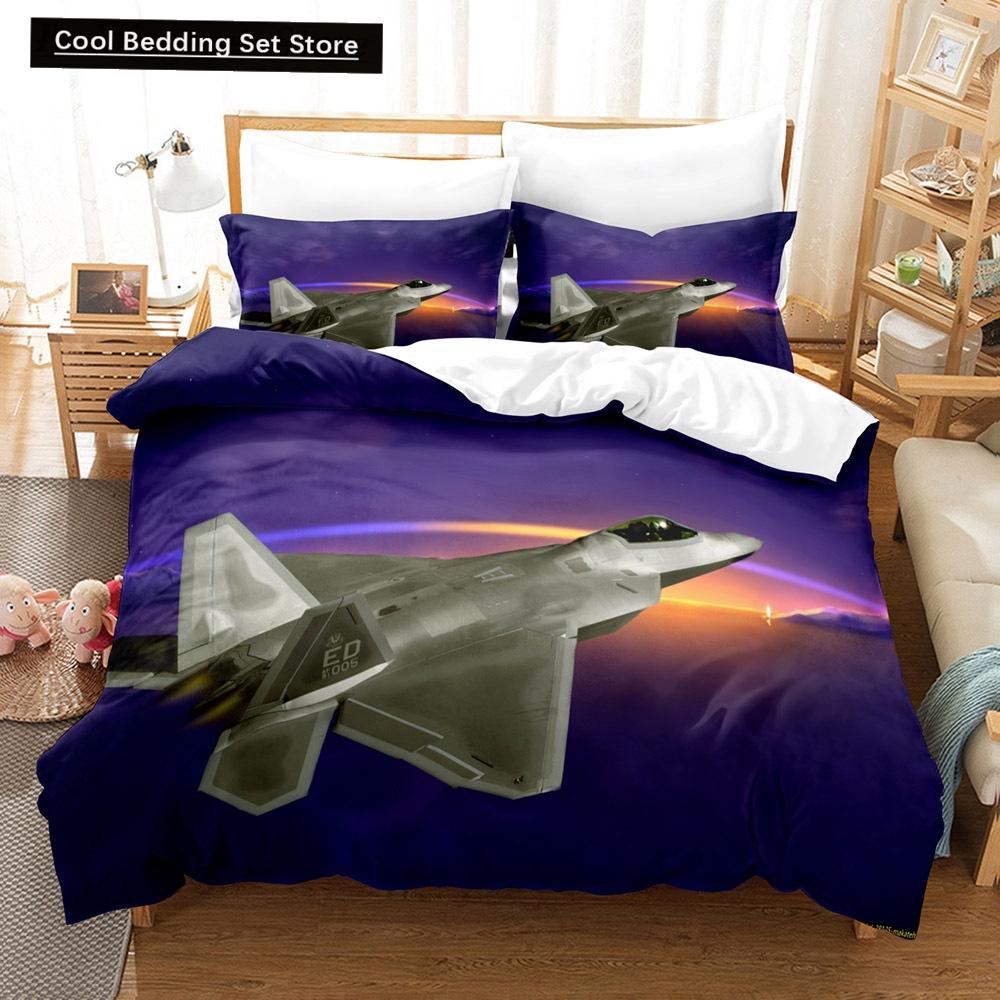 Fighter Fire King Queen Full Duvet Cover Cool Airplane Bedding Set Military Fans Quilt Cover Red Black Polyester Comforter Cover
