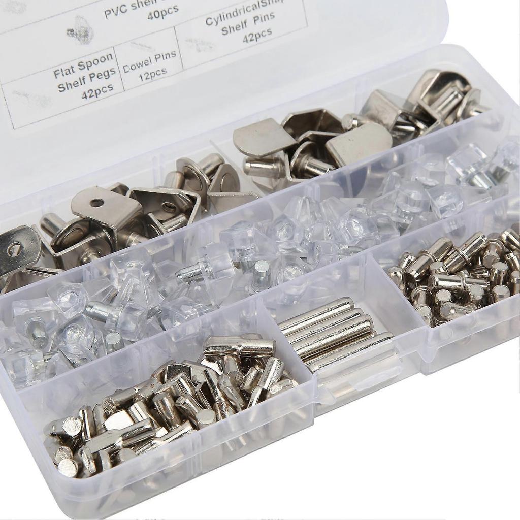 160pcs 6 Styles RV Shelf Pins Kit Nickel Shelf Support Pegs Cylindrical Pins Holder L Shaped Bracket for Cabinets
