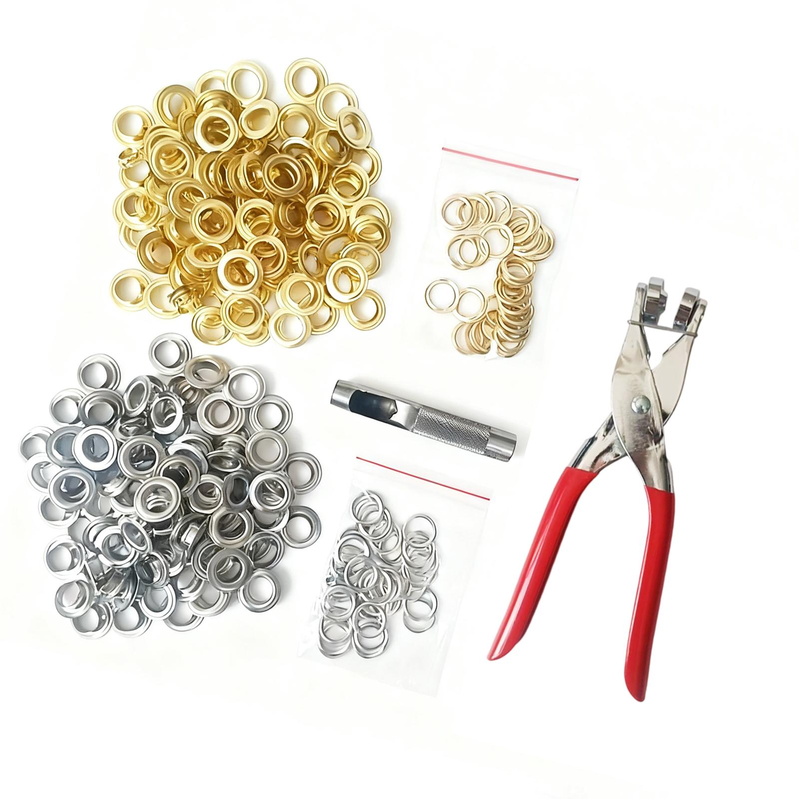 

200 Piece 12mm Floral Eyelet Grommet Kit With Punch Pliers And Hole Punch Tool For Leather Fabric Crafting In 2 Colors