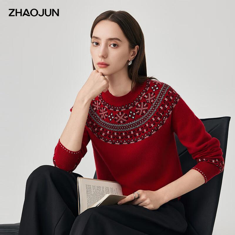 

Zhaojun Women s Fair Isle Crew Neck Thick Wool Sweater M