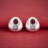 S999 Sterling Silver 'Fu' Character Peace Lock Pendant Charm for DIY Beaded Bracelet with Handmade Woven Rope