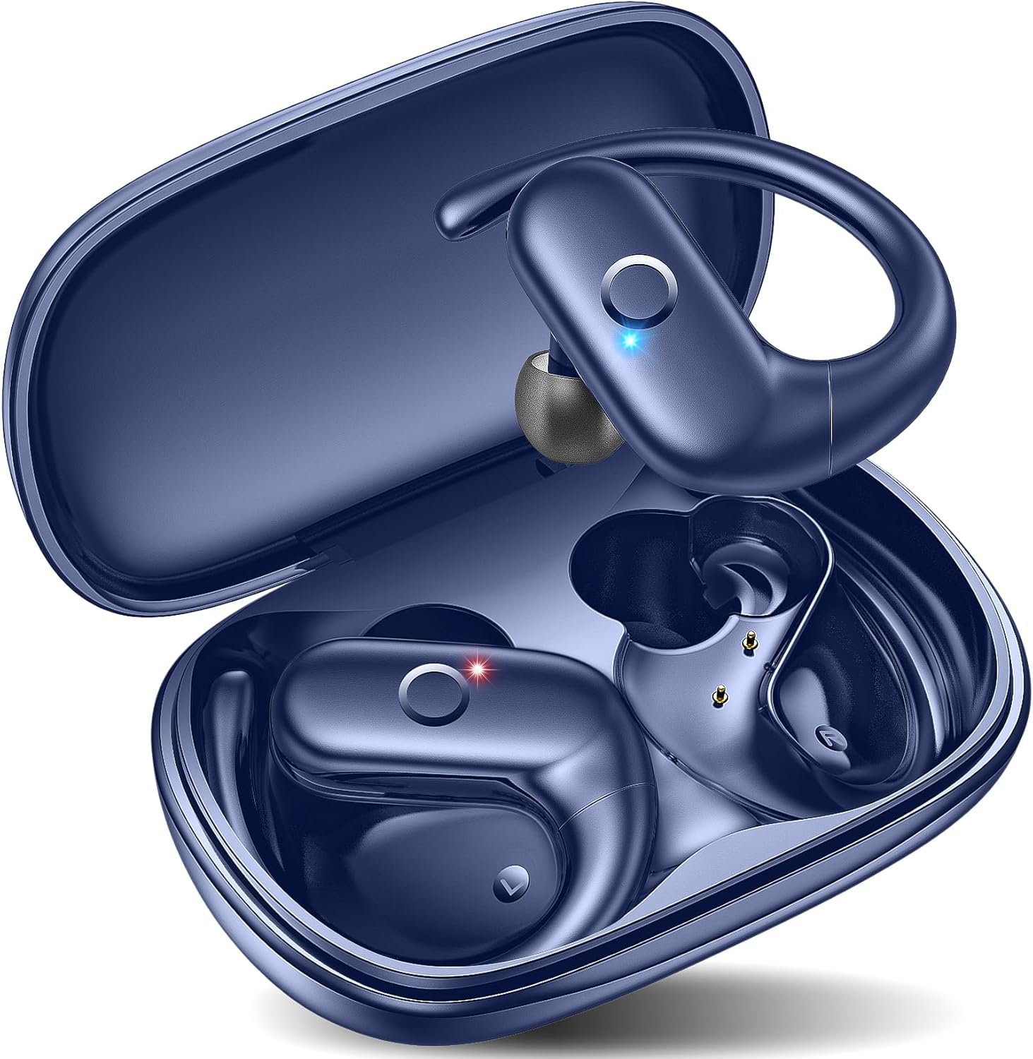 

Беспроводные наушники Bluetooth Новейшие и Комбинация заушного крепления Bluetooth До 48 часов в стиле Karuna Звук Bluetooth ENC Автоматическое мгновенное касание синий