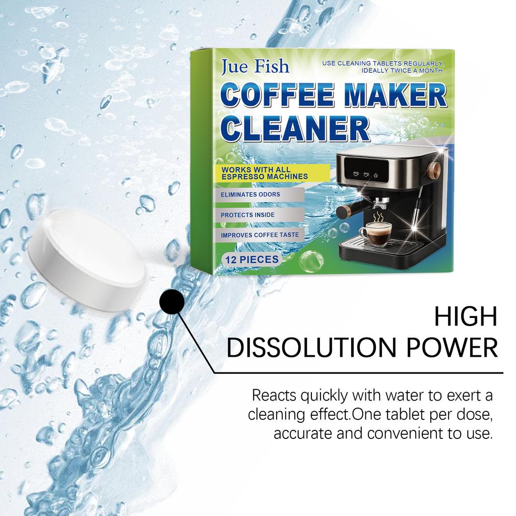 Coffee Machine Descaling Effervescent Sheets - Fast Stain/Dirt Cleaning, Filter Maintenance Tablets Home/Office