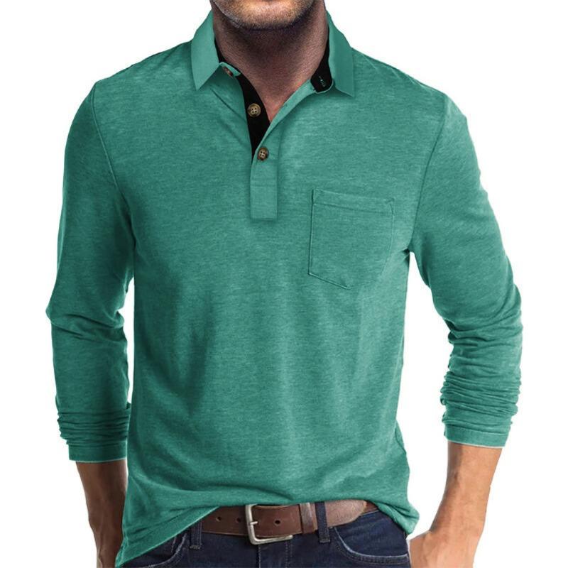 Men S Long Sleeve Polo Shirt Casual Autumn Winter Basic Top