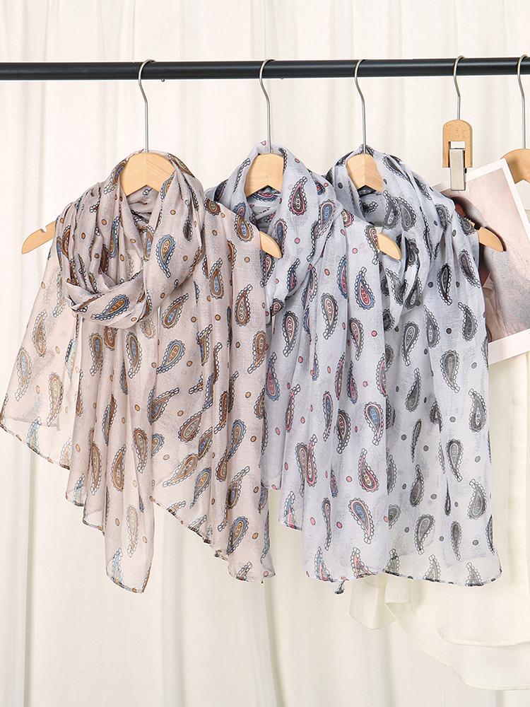 Elegant Women Retro Silk Scarf Print Wrap Shawl Lady Bandanas Hijab Boho Beach Long Scarve Pareo Headscarf Fashion Korean New