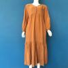 Women Long Sleeve Bohemian Cotton Linen Swing Dress Oversized V Neck Flowy Tiered Ruffle Pleated Long Dress