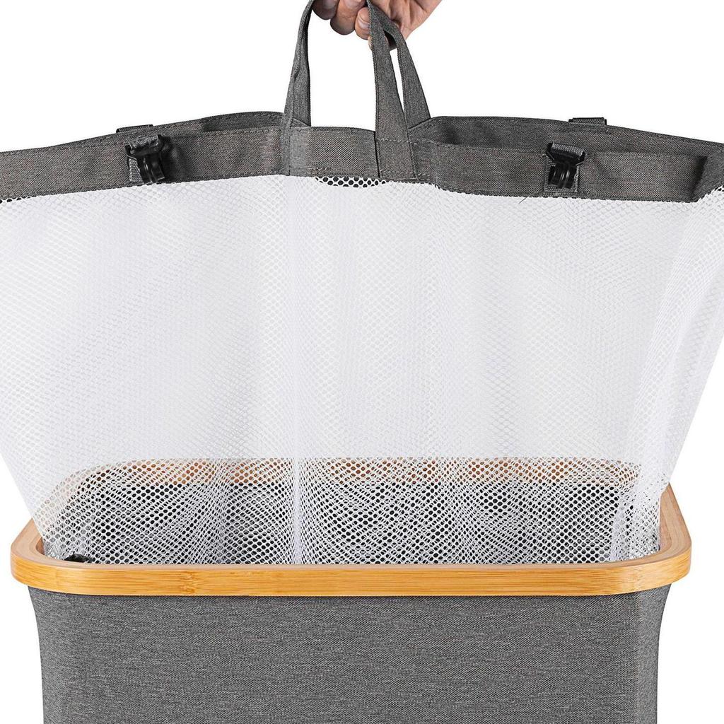 Foldable Japanese Style Laundry Basket with Inner Bag - Super Large Fabric Hamper for Bedroom and Bathroom.