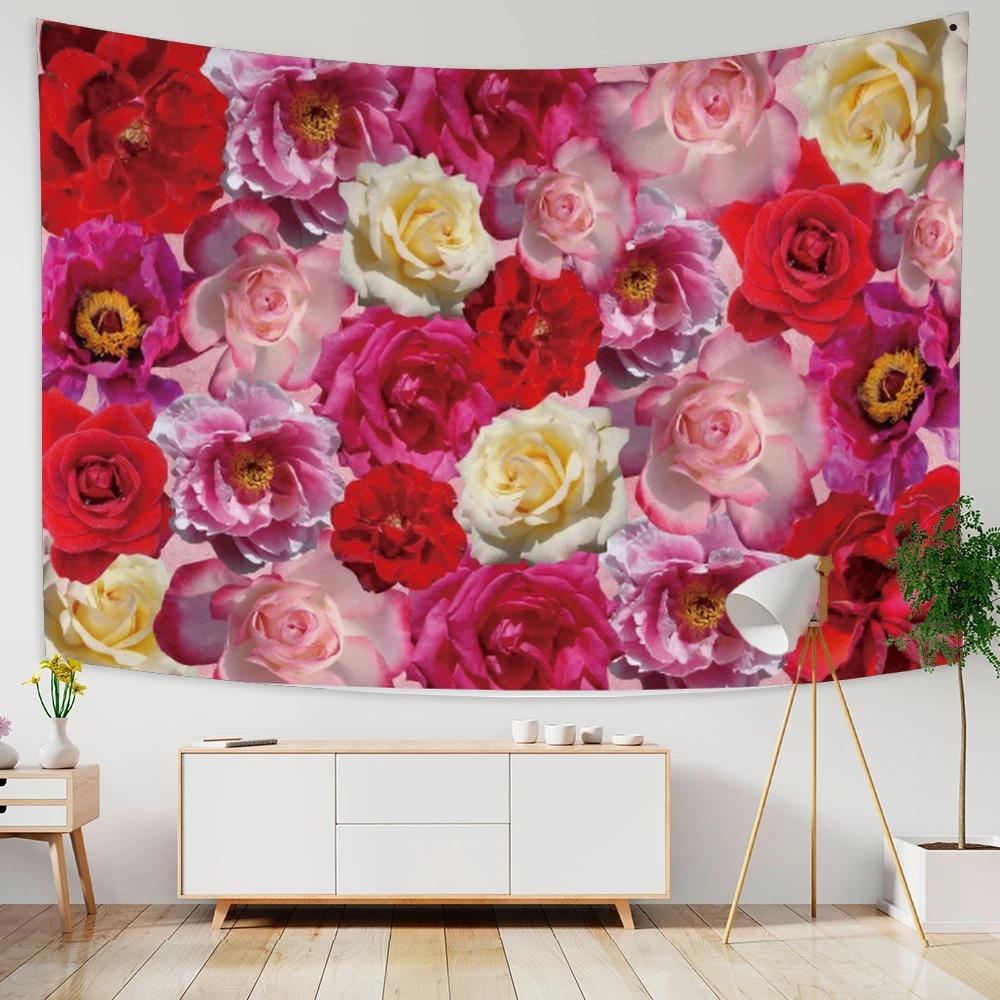 Beautiful Rose Pattern Tapestry Daisy Background Cloth Home Decoration House Living Room Wall Hanging Cloth