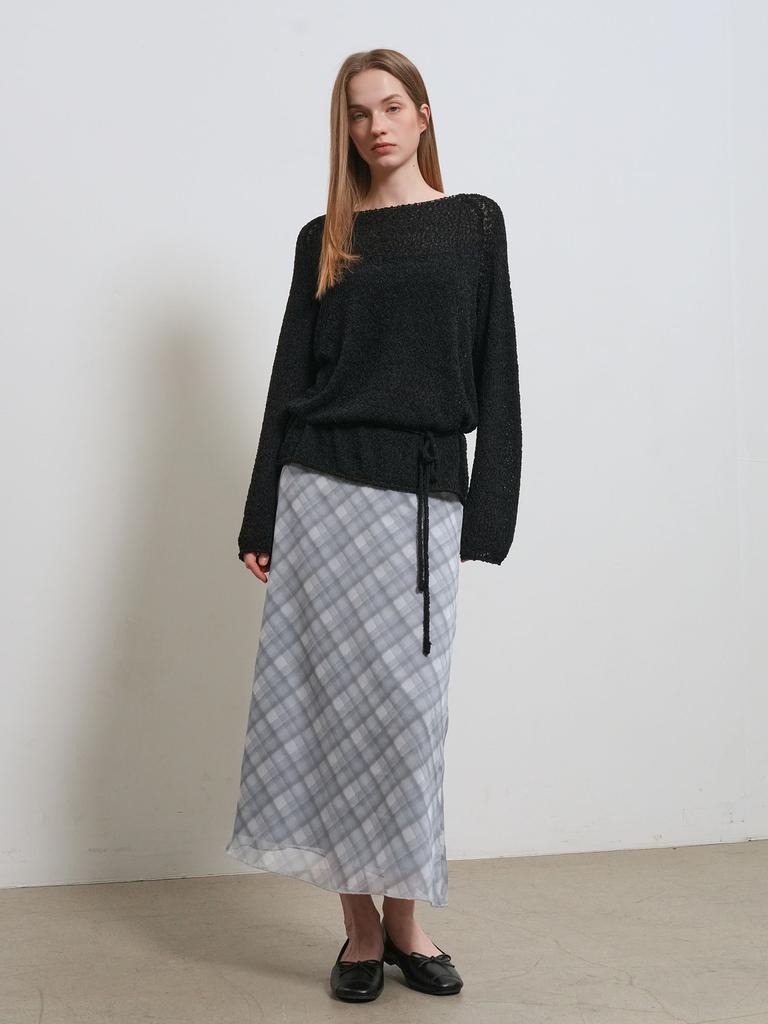 GENERALIDEA Sheer Boucle Boat Neck Pullover [Black] / Gf1Lkp511