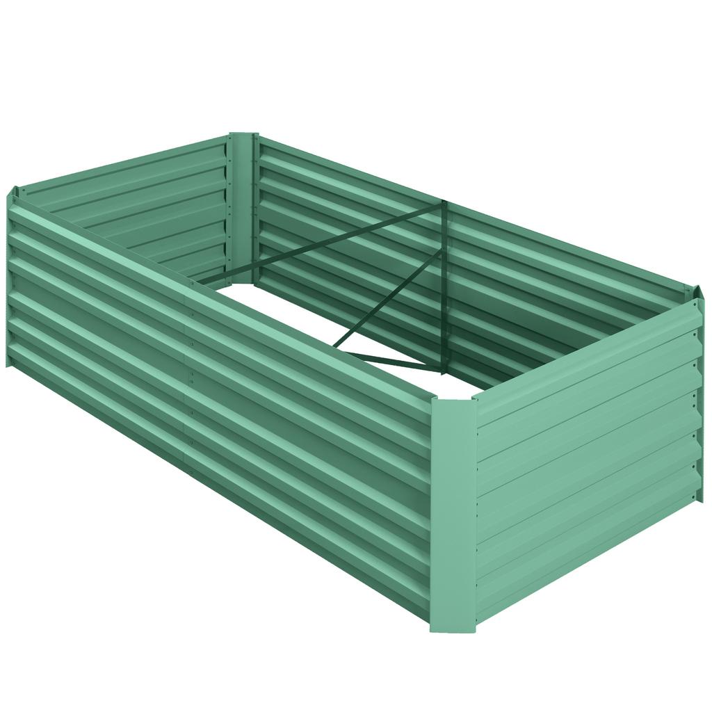 Raised Beds For Garden Galvanised Steel Outdoor Planters With Multi Reinforced Rods 180 X 90 X 59 Cm Light Green