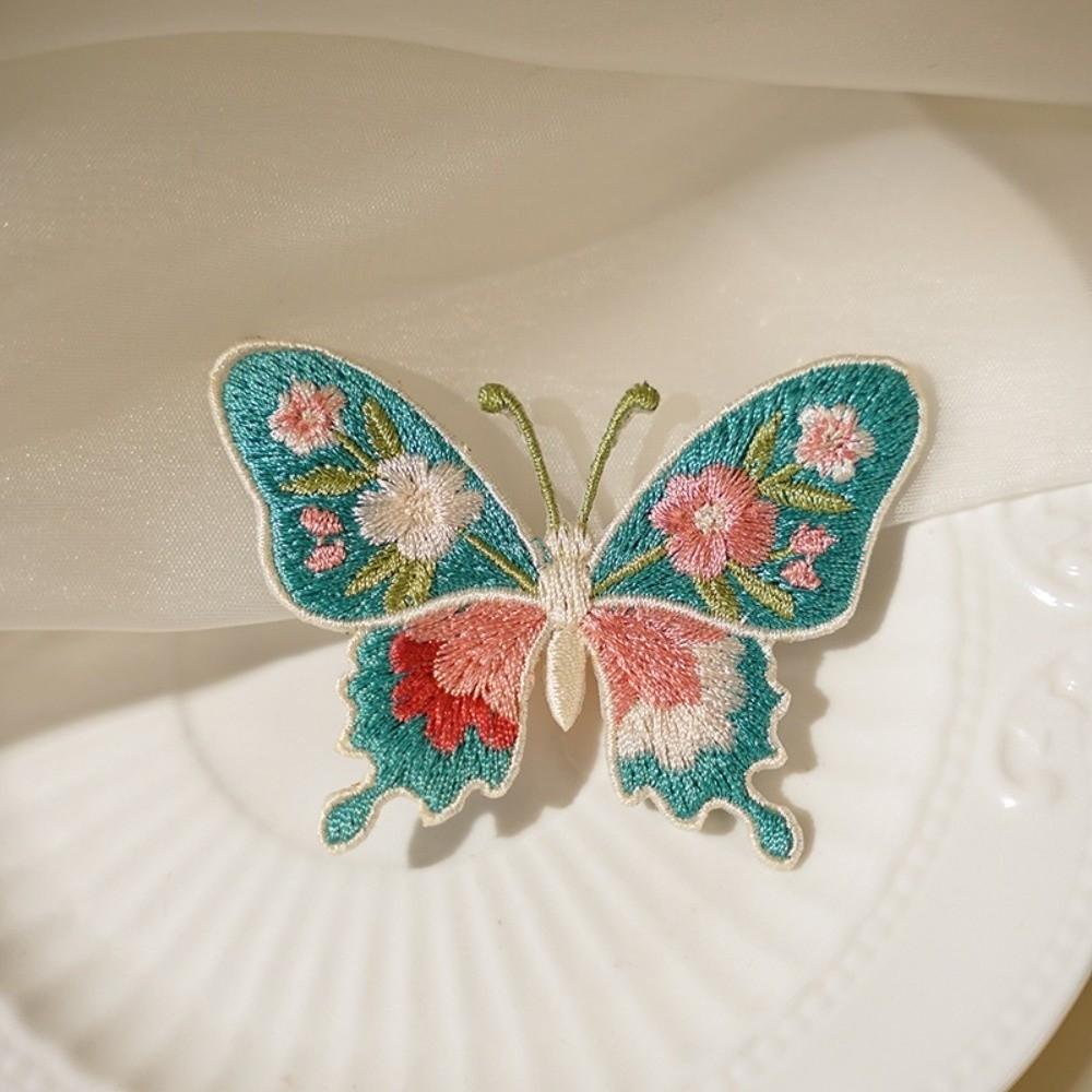 2pcs Heat Transfer Flower Patches Embroidery Design Butterfly Patches For Clothing Accessories