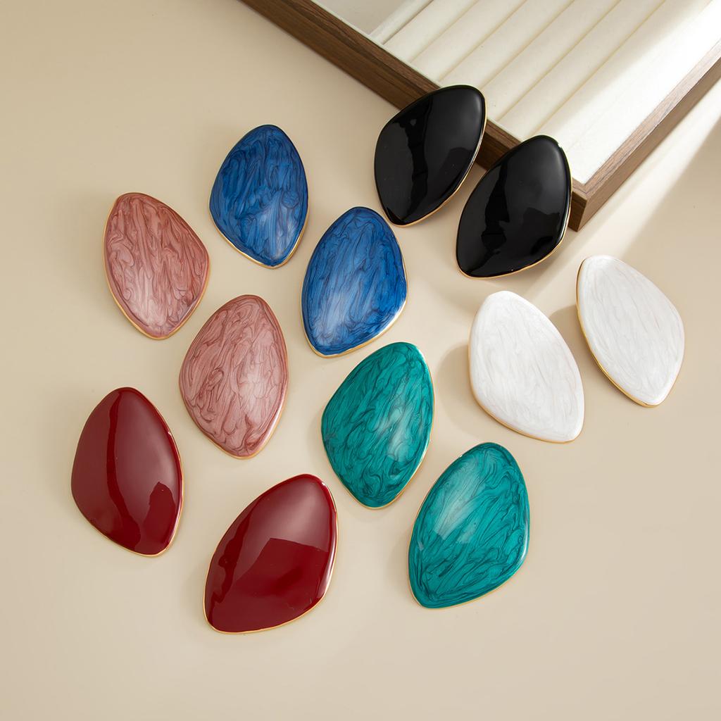 Hong Kong Style Retro Oil Drop Alloy Geometric Earrings Commuting Versatile Multi-color Triangle Earrings for Women