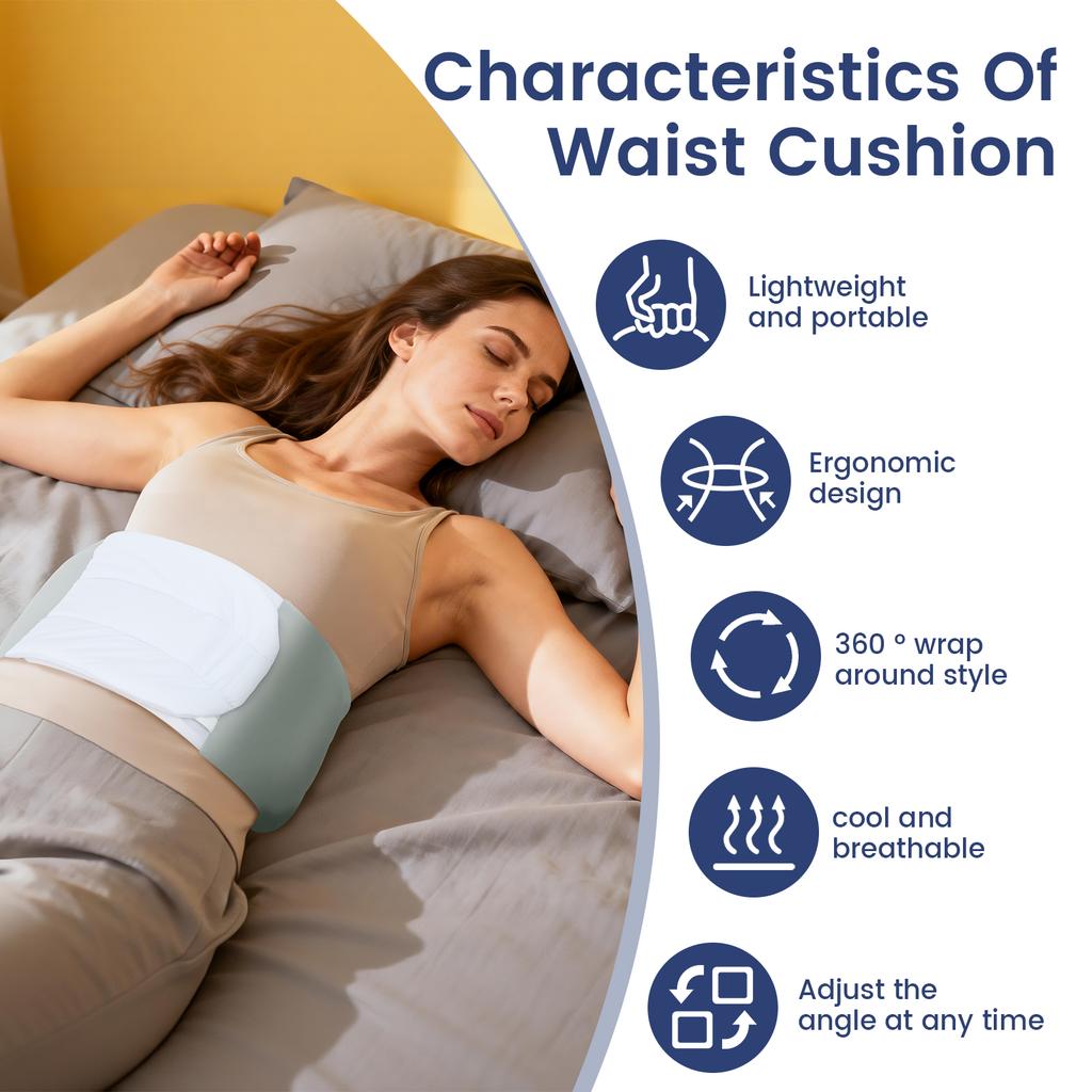 Lumbar Support Pillow 360° Wrap Around Lower Back Support Pillow Portable Adjustable Waist Pillow for Side/Back Sleeper Office