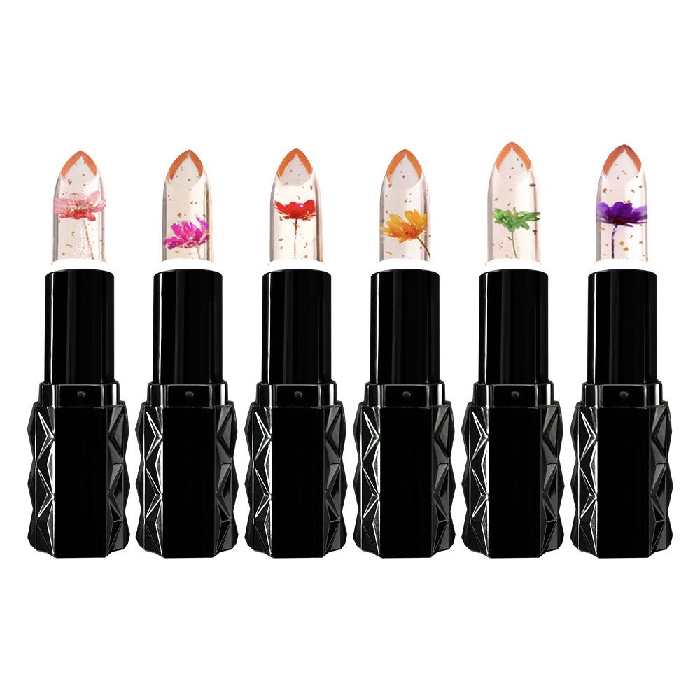Mirisist Black Tube Color-Changing Jelly Lipstick: Long-Lasting, Non-Stick, Temperature-Sensitive, Moisturizing Flower Lip Balm.