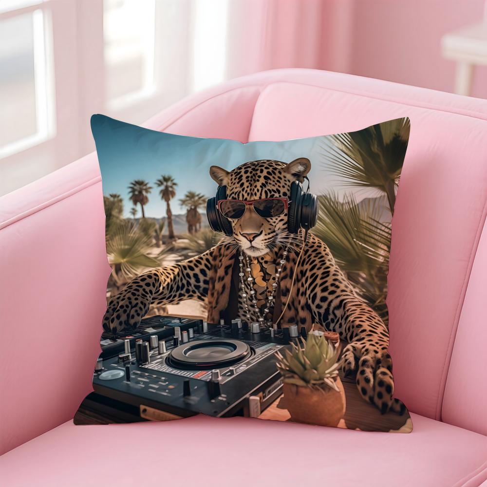 European Fashion Leopard Art Cushion Cover Pillowcase Short Plush Invisible zipper Room Sofa Cushion Cover