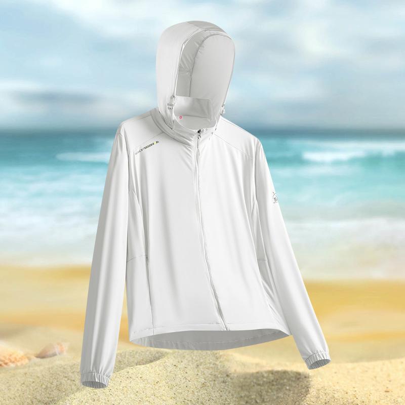 Summer Ice Silk Sunscreen Clothes Men's and Women's Thin Breathable Hooded Jackets Outdoor UV-proof Skin Clothes LOGO