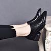 Pointed High Heels Women's Autumn and Winter Deep Mouth Fashion Shoes Embossed Cowhide Thick Heel Side Zipper Leather Shoes
