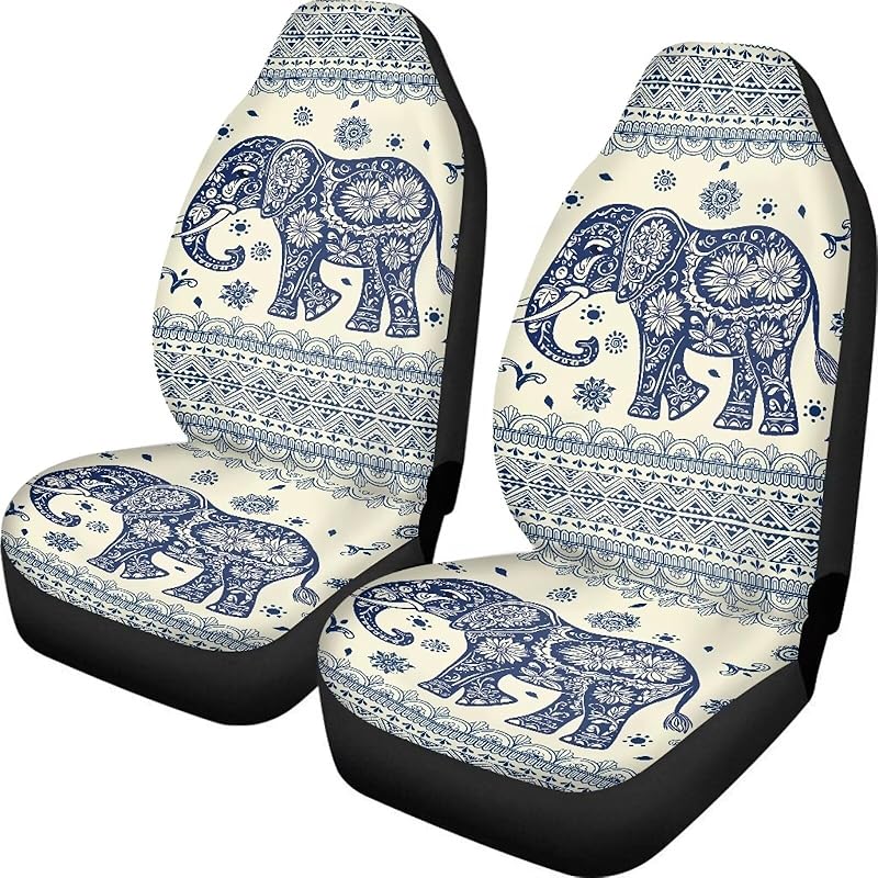 Dreaweet Navajo Print Car Seat Covers for Men Women Southwest Pattern Front Seat Protector Cover Full Set of 2pc Universal Size for Car, Truck or