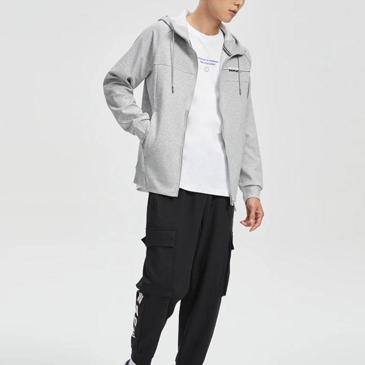Li-Ning Wade Series Casual Sports Zip-Up Long Sleeve Hooded Jacket Men Jacket Flower-Gray Brick-Gray AWDR429-4