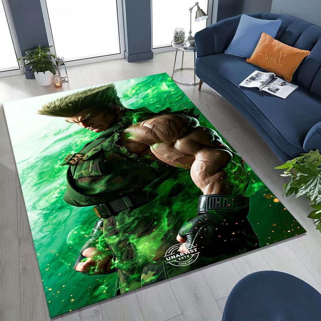 Retro Street Fighter 6 Characters Game Chun-Li Cartoon Rug for Bedroom Living Room Sofa Home Doormat Decor,Non-slip Floor Mat