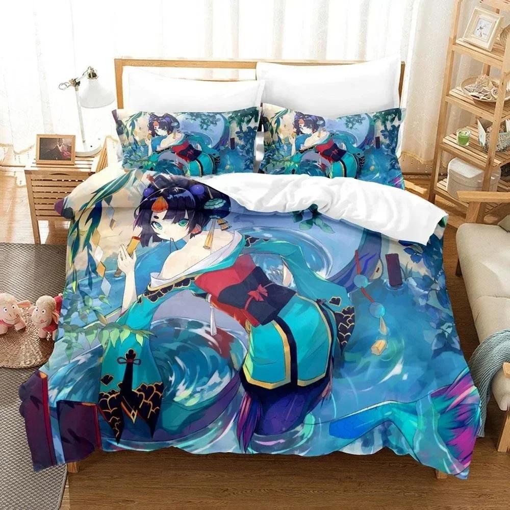 3D Printing Game Kawaii Girls Onmyoji Bedding Set Single Twin Full Queen King Size Bed Set Adult Kid Bedroom Duvet Cover Sets