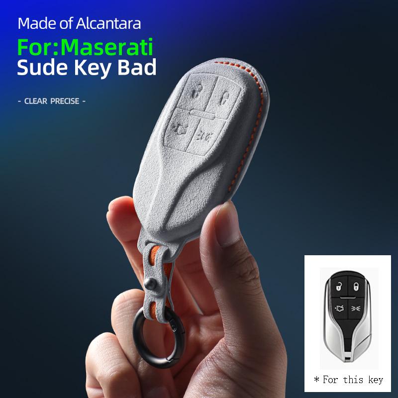 Alcantara Suede Car Remote Key Case For Maserati Levante Ghibli Quattroporte GT Granturism GranCabrio Keychain Accessories