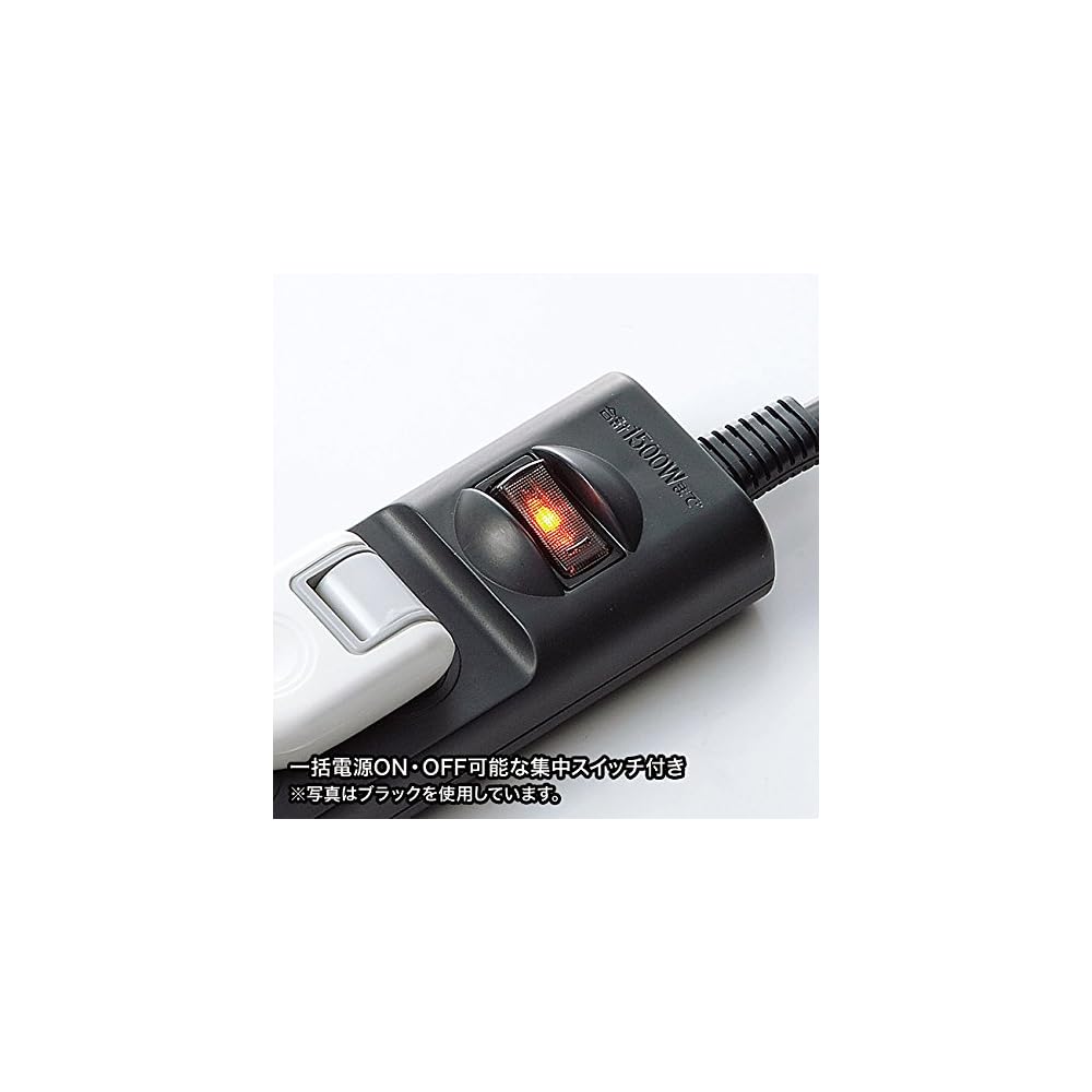 Sanwa Supply Power Strip with Fire Prevention and Dustproof Shutters, Master Switch, Swivel Plug,