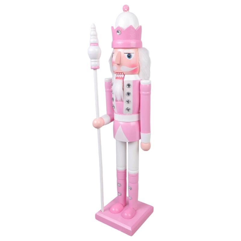 Handmade Wood Nutcrackers Soldier Unique 50CM Pink Nutcrackers Soldier Crafted for Enthusiasts of Festival Ornament