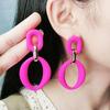 Pinkdudu Chain Link Acrylic Stud Earrings Painted Geometric Round Exaggerated Drop Earring Minimalist Dangle Earring PD2231