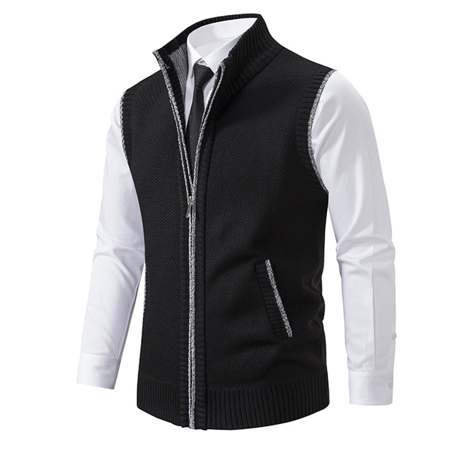 

Men s Wool Vest Full Zip Sleeveless Sweater Vest with Pockets Casual Workwear Layering Vest for Office and Daily Wear XXL
