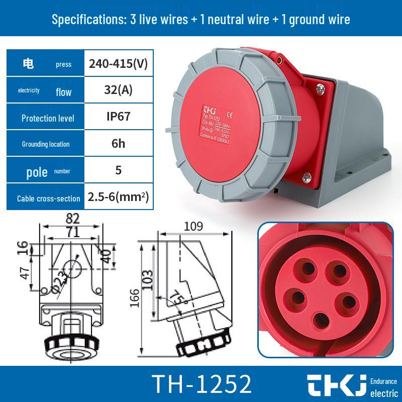 Waterproof Industrial Plug Socket Connector IP67 - 16A/32A, 3/4/5 Pin