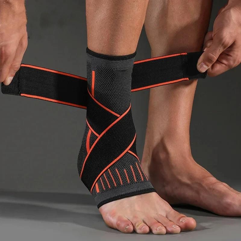 1Pair Pressurized Bandage Ankle Support Ankle Brace Protector Foot Strap Elastic Belt Fitness Sports Gym Badminton Accessory