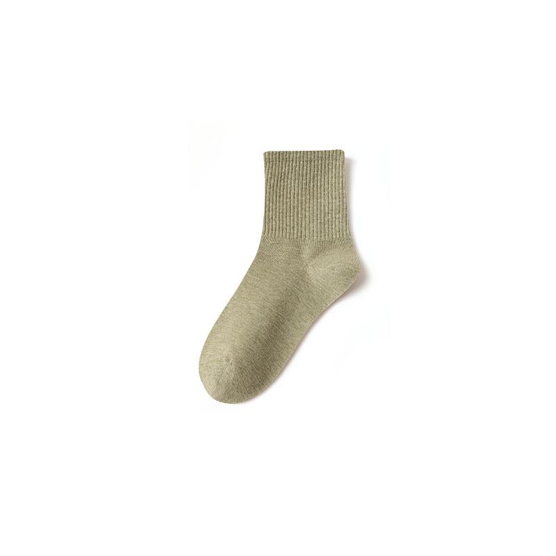 Women's Seamless Cotton Socks - Mid-Calf, White, Spring & Autumn, Antibacterial, Odor-Resistant, Girls' Style, 2025 Hot Seller.