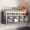 Stainless Steel Kitchen Spice Rack Punch-free Wall Mount Seasoning Jar Box Kitchen Storage Home Organizer Hanging Shelf