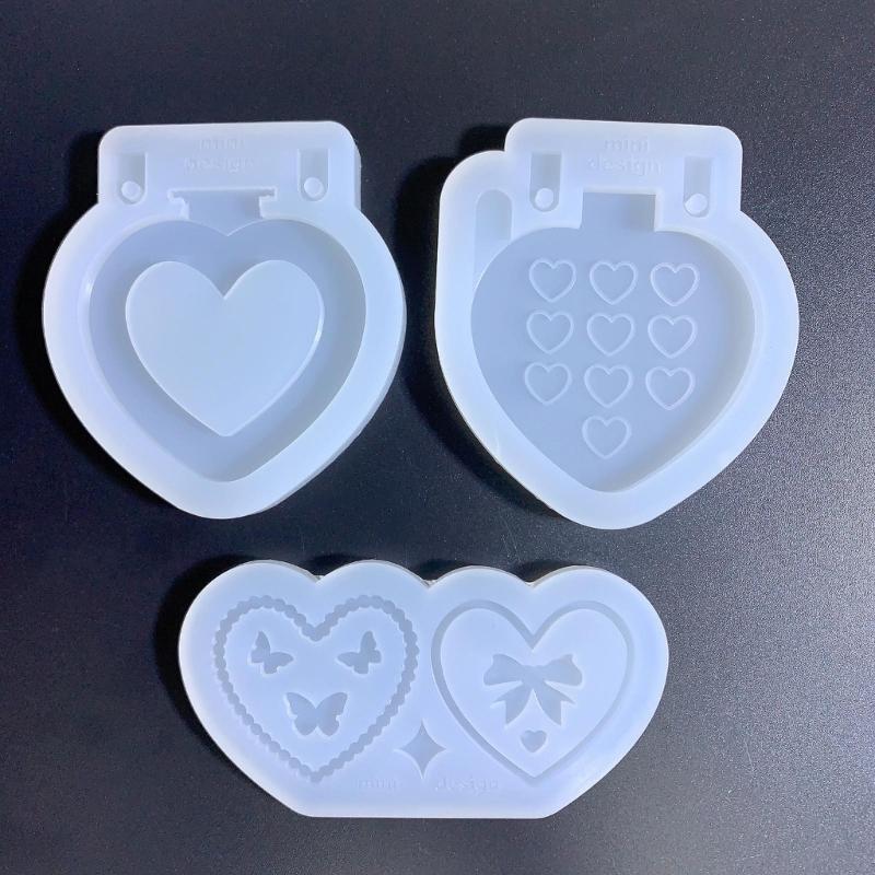 Foldable Phone Silicone Mold Epoxy Jewelry Mold for Resin Casting Keychain Photo Frame Home Decor Heart Pendant Mold