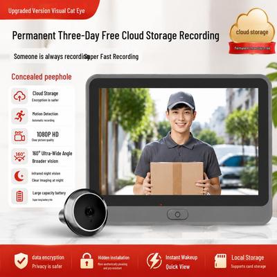Smart Electronic Peephole with HD Night Vision, Radar Sensor, and Detachable Battery