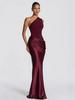 European Summer Satin One-Shoulder Bodycon Dress