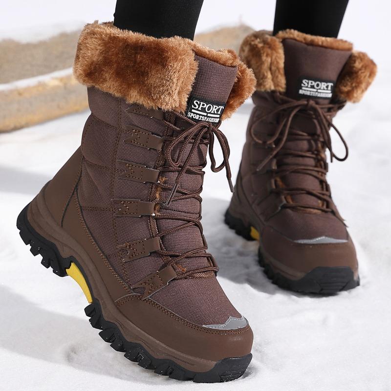 Cotton Shoes Women's Snow Boots Winter Warm Medium Boots Fleece Thickened Outdoor Hiking Boots