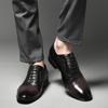Sapatos masculinos de couro legítimo de alta qualidade, elegantes, formais, para escritório, Oxfords, sapatos de casamento, com cadarço, sapatos de couro empresarial, feitos à mão, pretos
