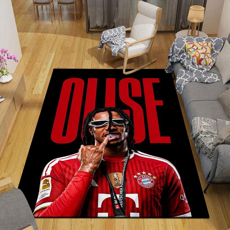 Michael Olise Flannel Printed Carpet, Home Sofa Decoration for Living Room & Bedroom, Non‑Slip Play Flannel Floor Mat for Game Room