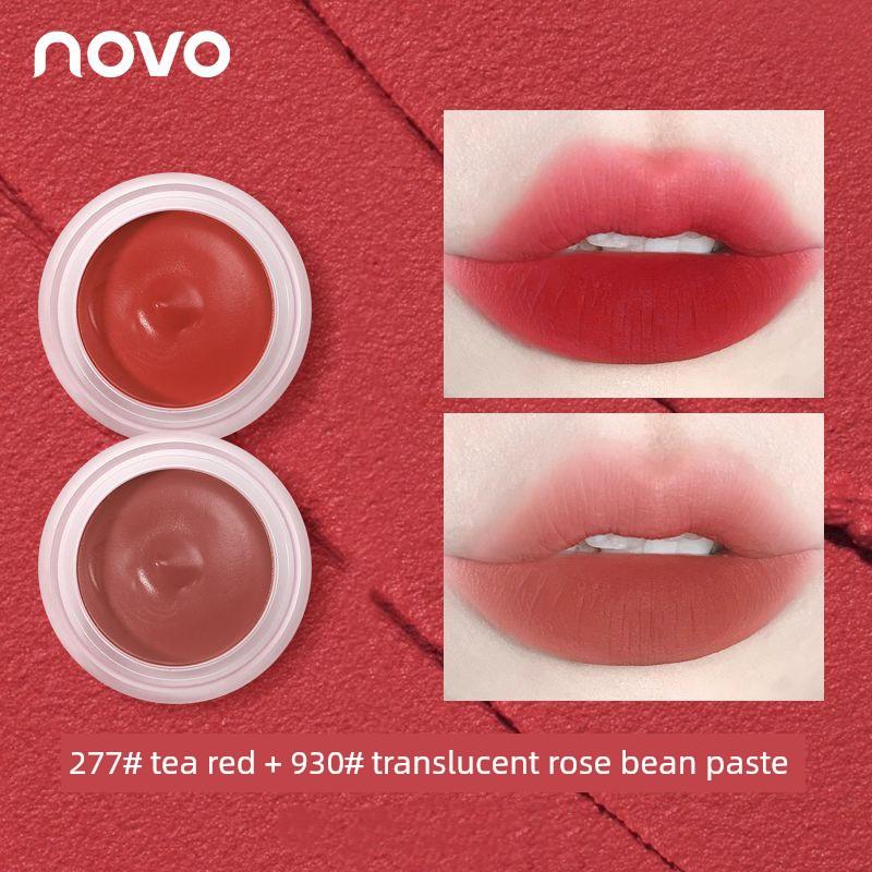 Novo Canned Mousse Lip Mud Matte Finish Velvet Plain Makeup Light Gray Pink Nude Color Series Lipstick Female Lip Lacquer Color