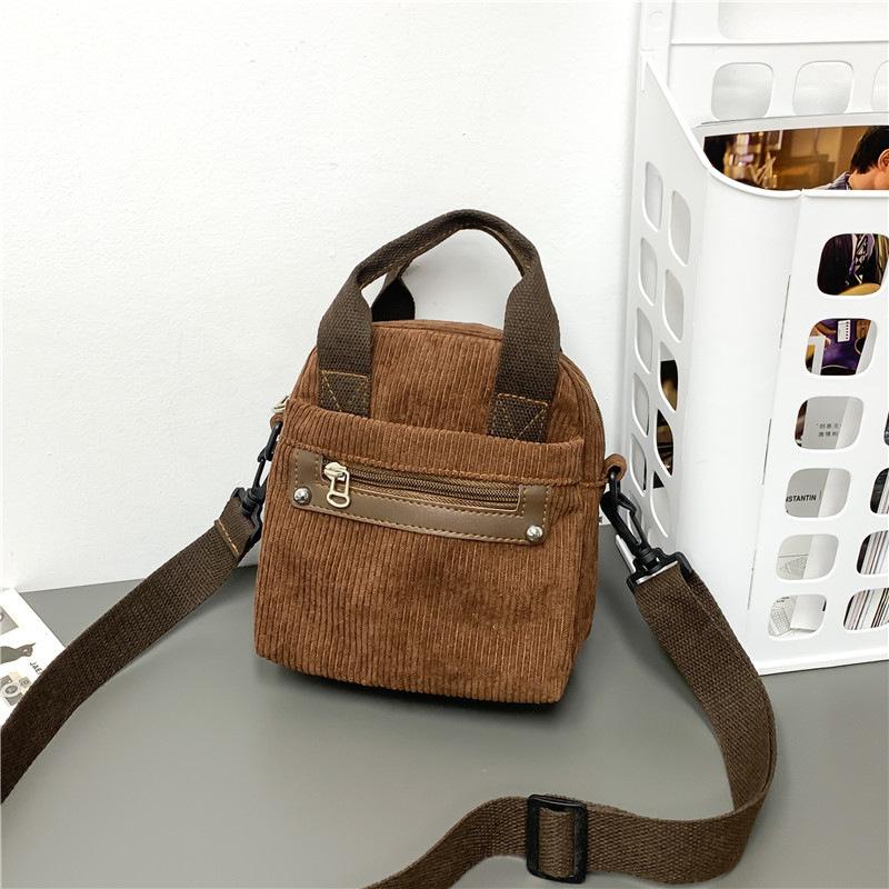 Fashion simple corduroy small square bag 2025 new fashion simple shoulder messenger bag casual retro handbag