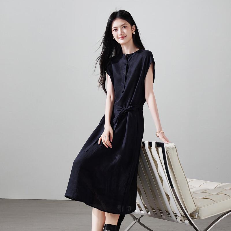 SOFSIL Women's 2026 Summer Linen Tie-Waist Midi Dress