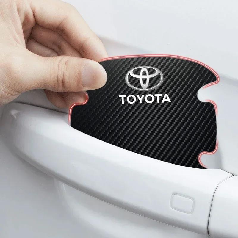 4 stk/sett Bil Dørhåndtak Anti-ripe Klistremerke Karbonfiber For Toyota TRD RAV4 Avensis Yaris Levin Reiz Crown Vios Tilbehør